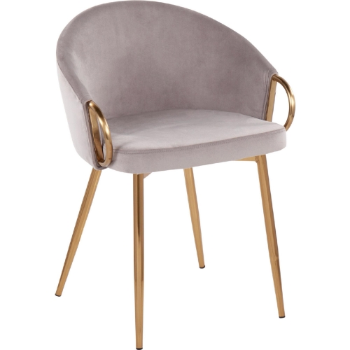 Claire Dining Chair in Silver Velvet & Gold Steel